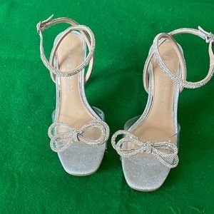 Gianni Bini Silver Heels with Bow Accent